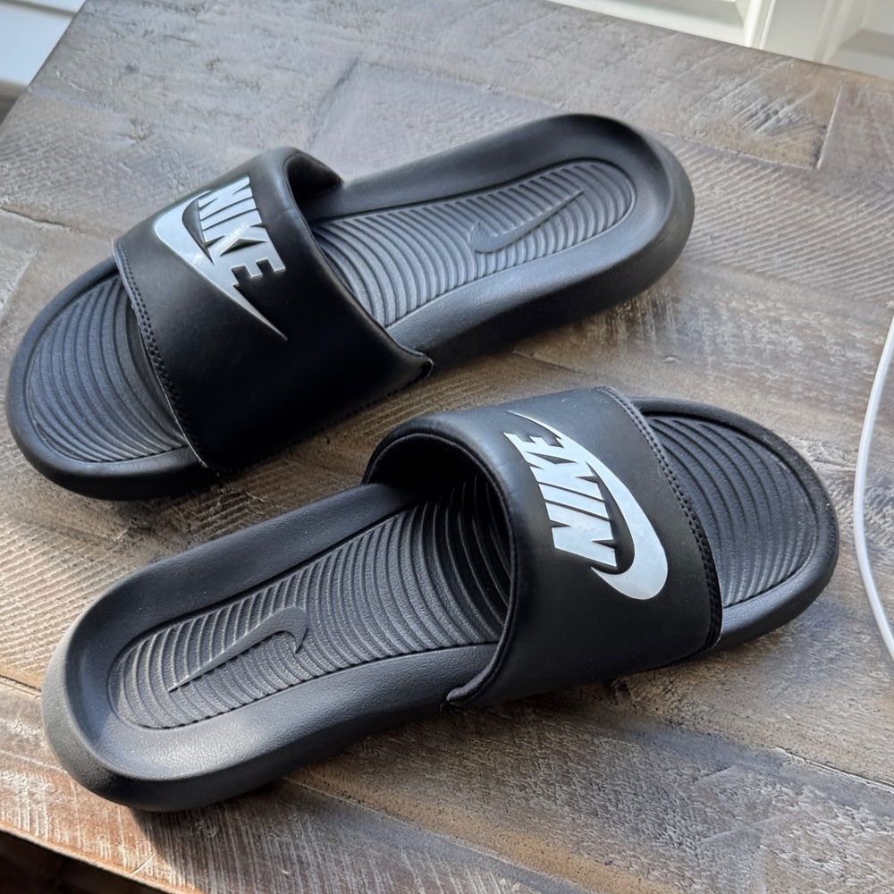 Nike Black and White Slide Sandals